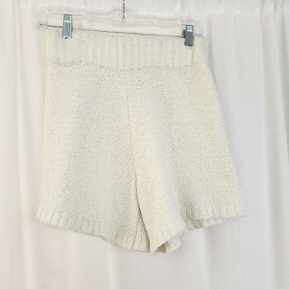 SKIMS 2 Piece Cozy Knit Short Set 2 Pairs Shorts Cream Black Fuzzy S/M Teddy - Picture 6 of 12